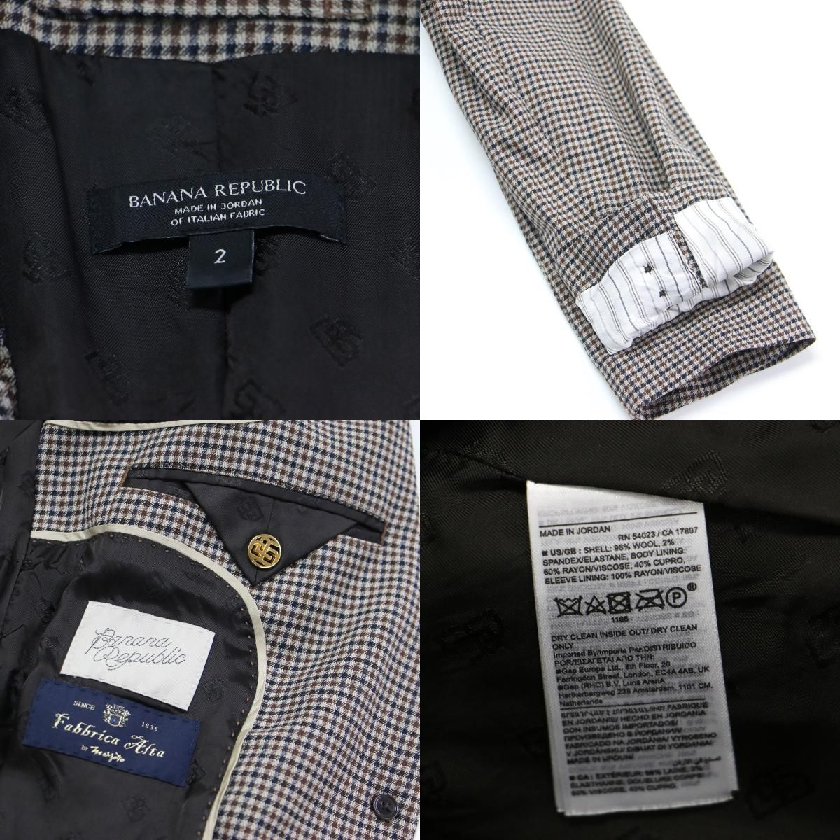 BANANA バナナリ パブリック ブラウン系 サイズ 2 S 23秋冬 チェック柄 テーラードジャケット クロップドパンツ スーツ セットアップ ブレザー スラックス テーパード レディース その他 スーツ フォーマル スーツ フォーマル ドレス