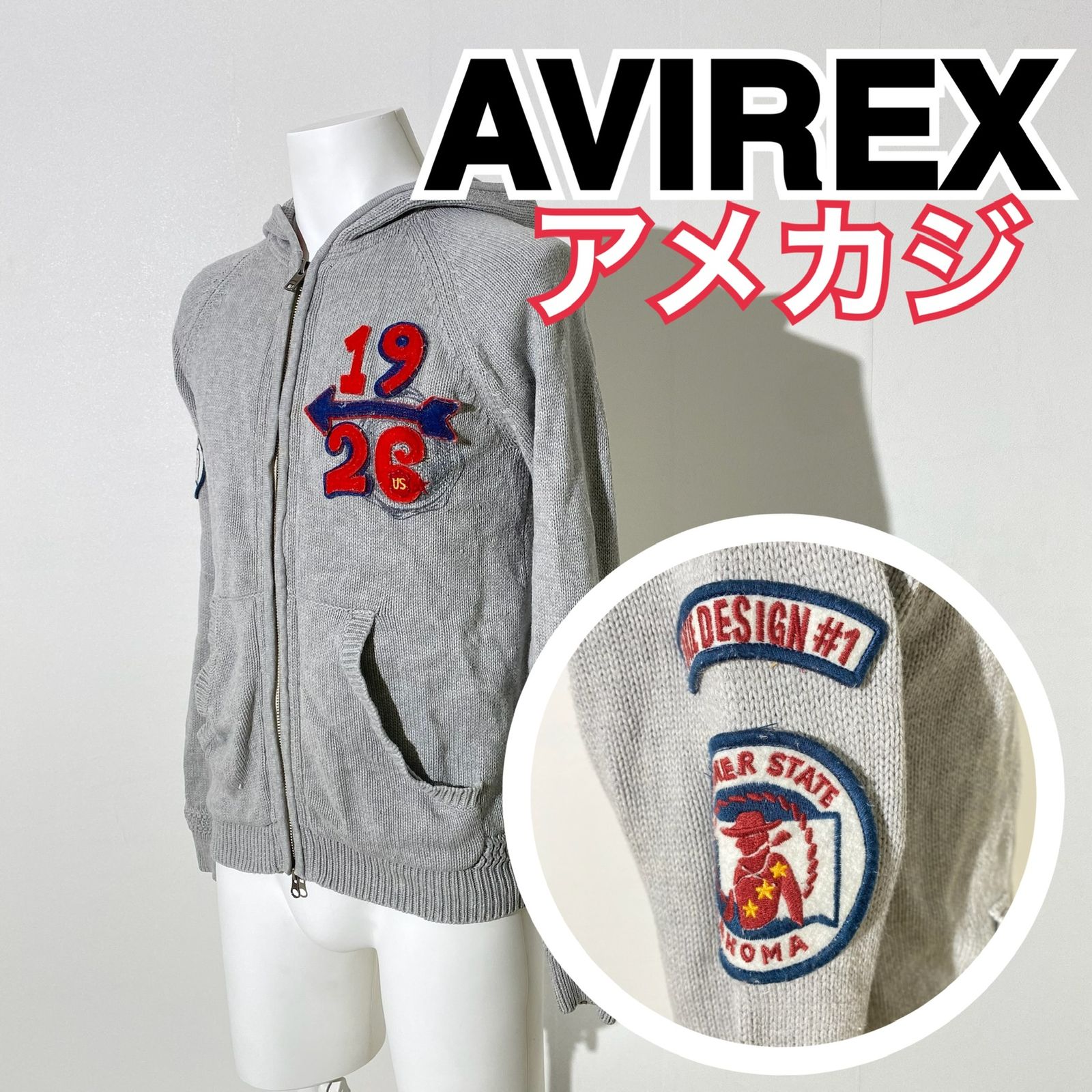 アメカジ』AVIREX アヴィレックス 胸元刺繍 ナンバリング ジップ