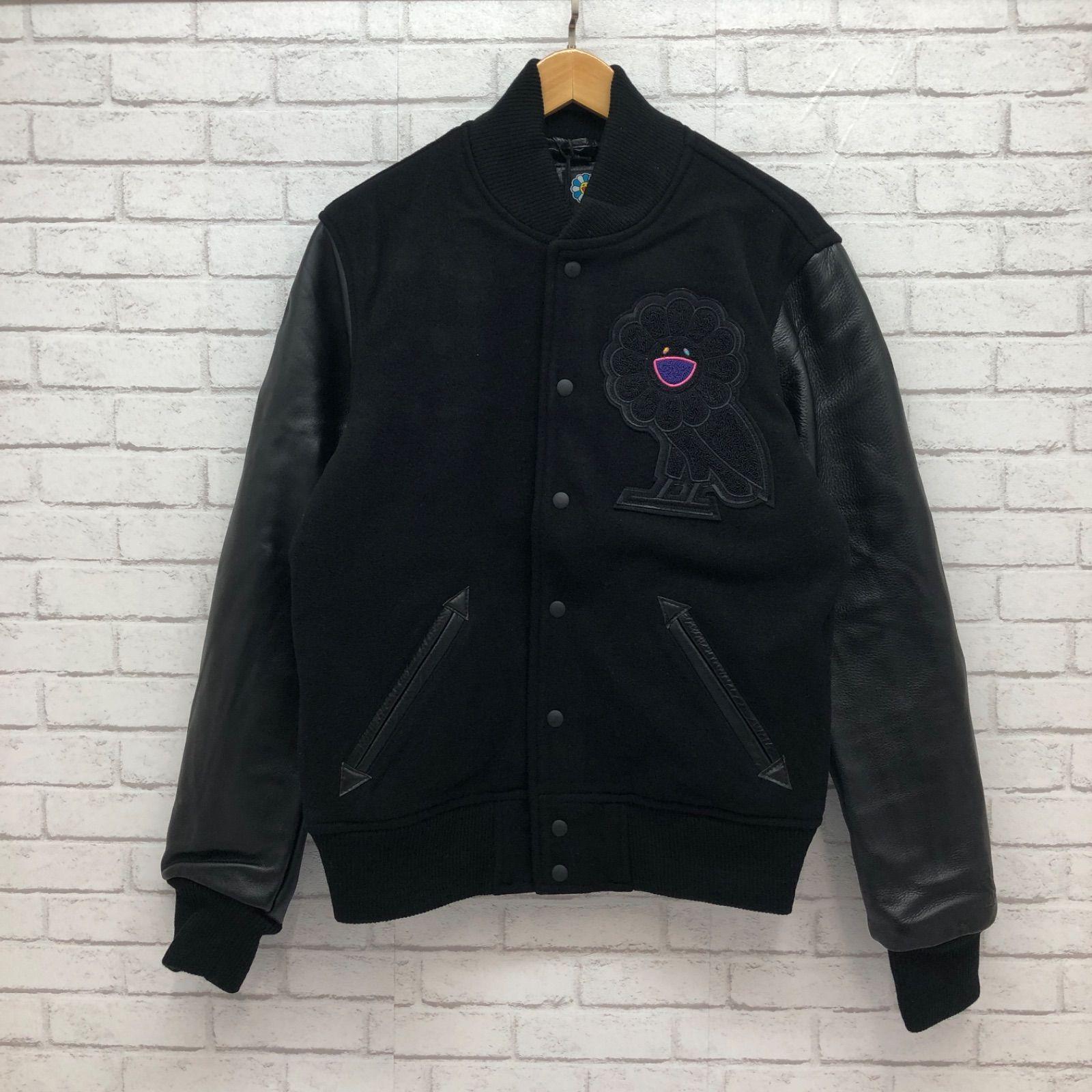 Octobers Very Own × 村上隆 オクトーバーズベリーオウン18AW レザースリーブ バーシティ ジャケット スタジャン L ドレイク 黒 ブラック