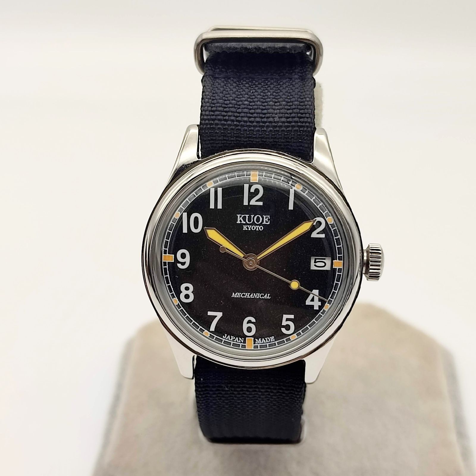 超美品】KUOE KYOTO クオ OLD SMITH 90-002 自動巻き ブラック文字盤 