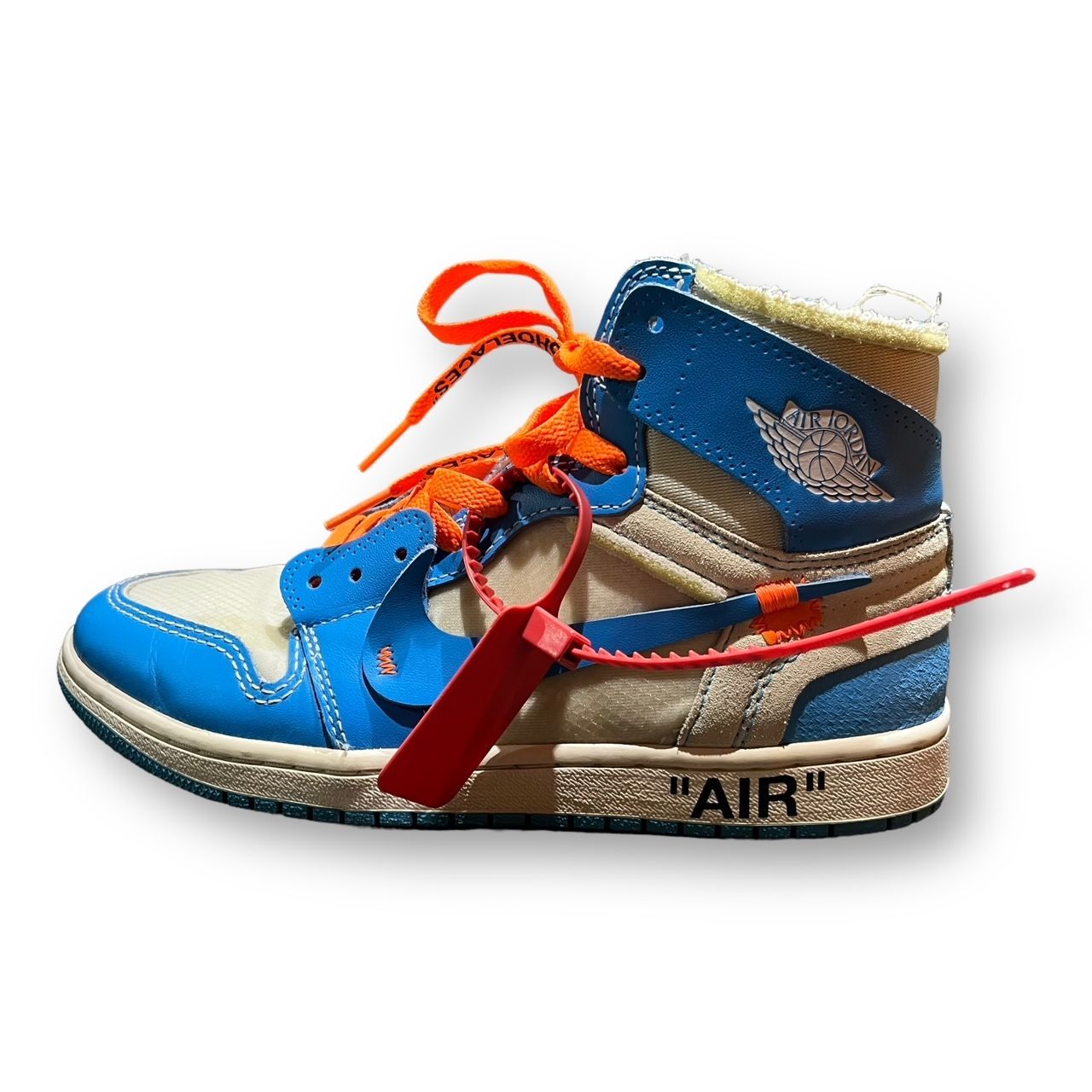 NIKE AIR JORDAN 1 RETRO HIGH OFF-WHITE UNIVERSITY BLUE AQ0818-148 コラボ ...