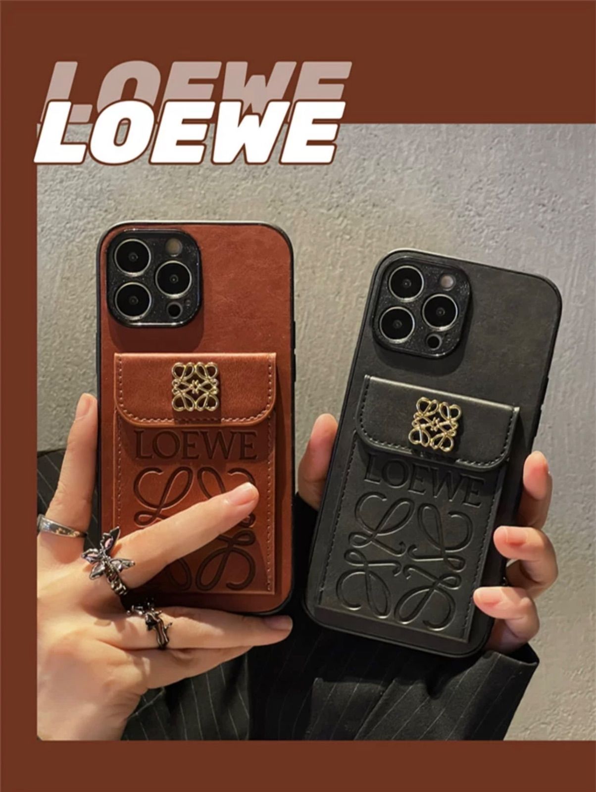 LOEWE iPhone スマホカバー カードケース付き ノベルティ - メルカリ
