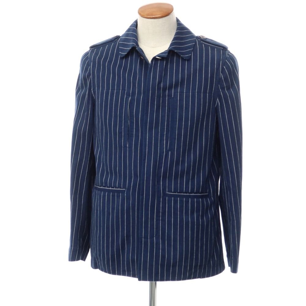 【中古】ラルディーニ LARDINI コットン ストライプ フィールドジャケット ネイビーxホワイト【サイズS】【メンズ】-0