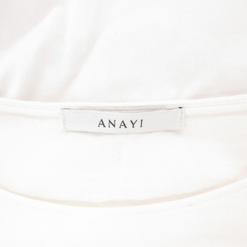 美品 ANAYI レースポロシャツ カットソー 半袖 ホワイト 38 アナイ ANAYI レース袖カットソー TTシャツ 半袖 38 白 ホワイト