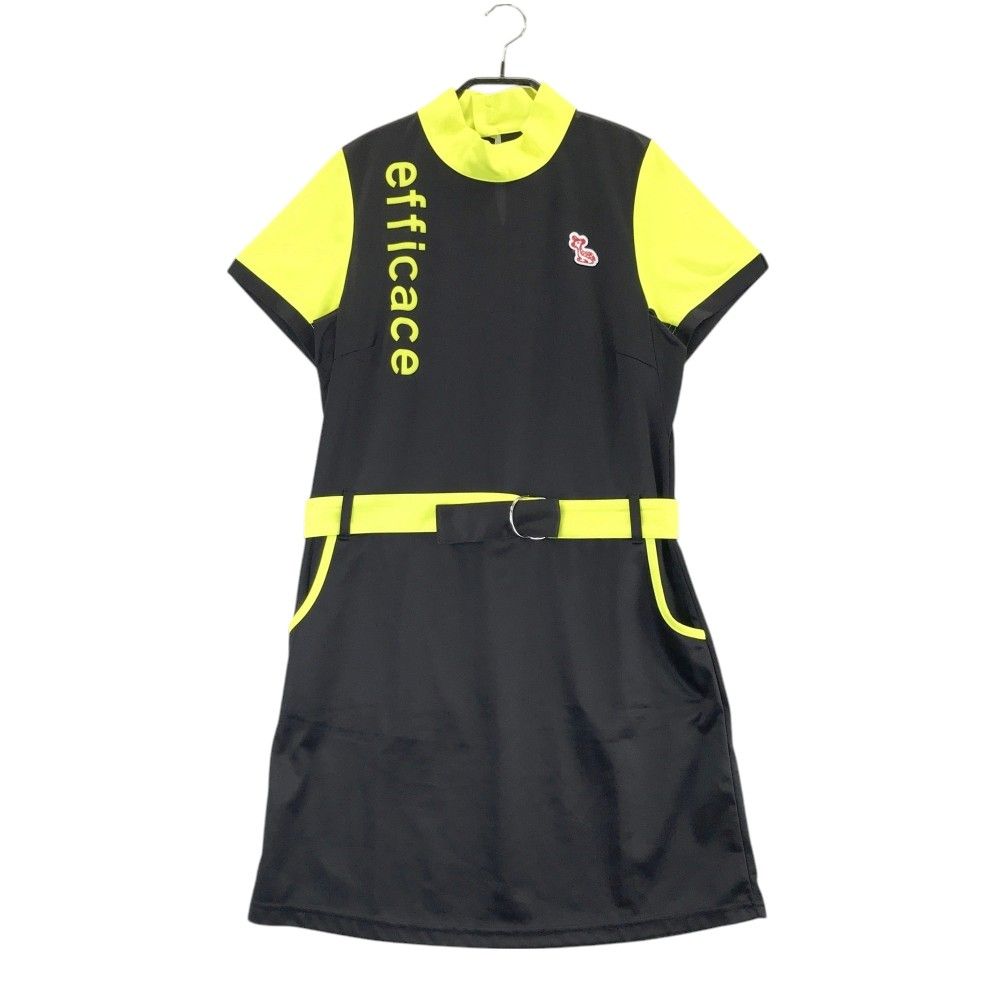 サイズ：L EFFICACE エフィカス ハイネック 半袖ワンピース ブラック系