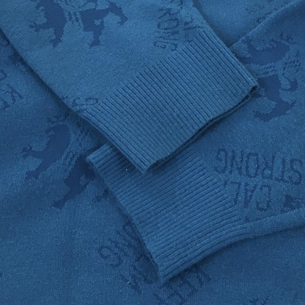 美品】アドミラル セーター ブルー 総柄編み ストレッチ メンズ L