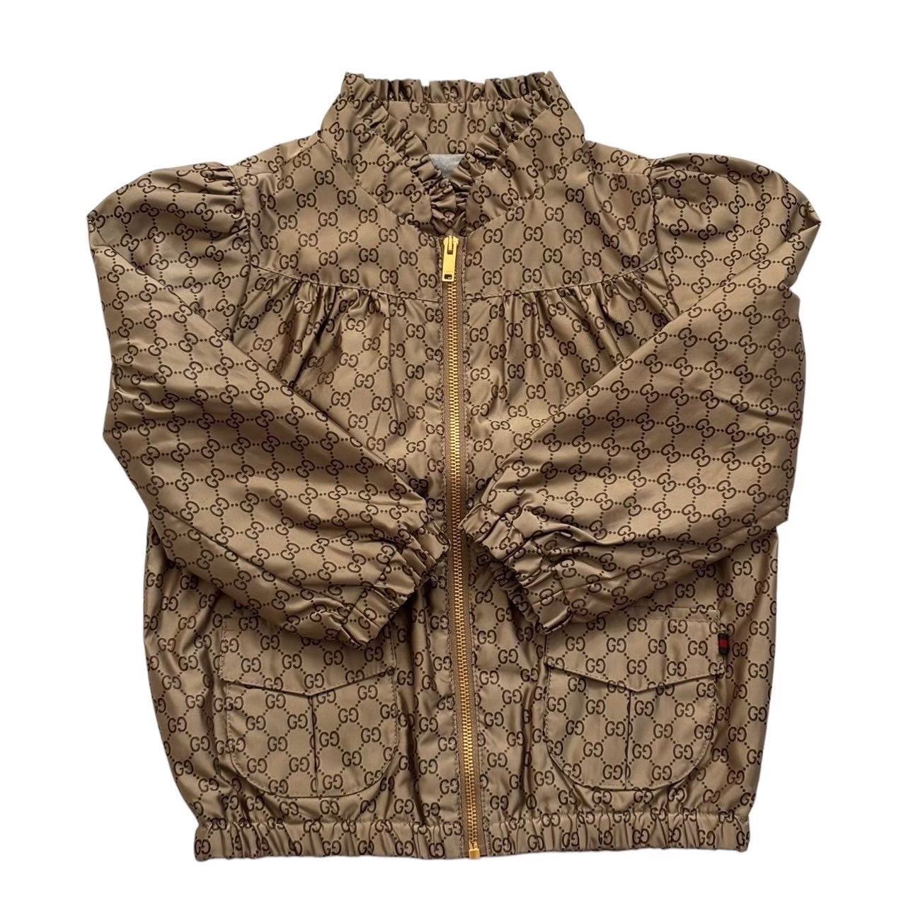 GUCCI グッチ ジャンバー 茶系 ブラウン系 GGキャンバス 上着 フリル 