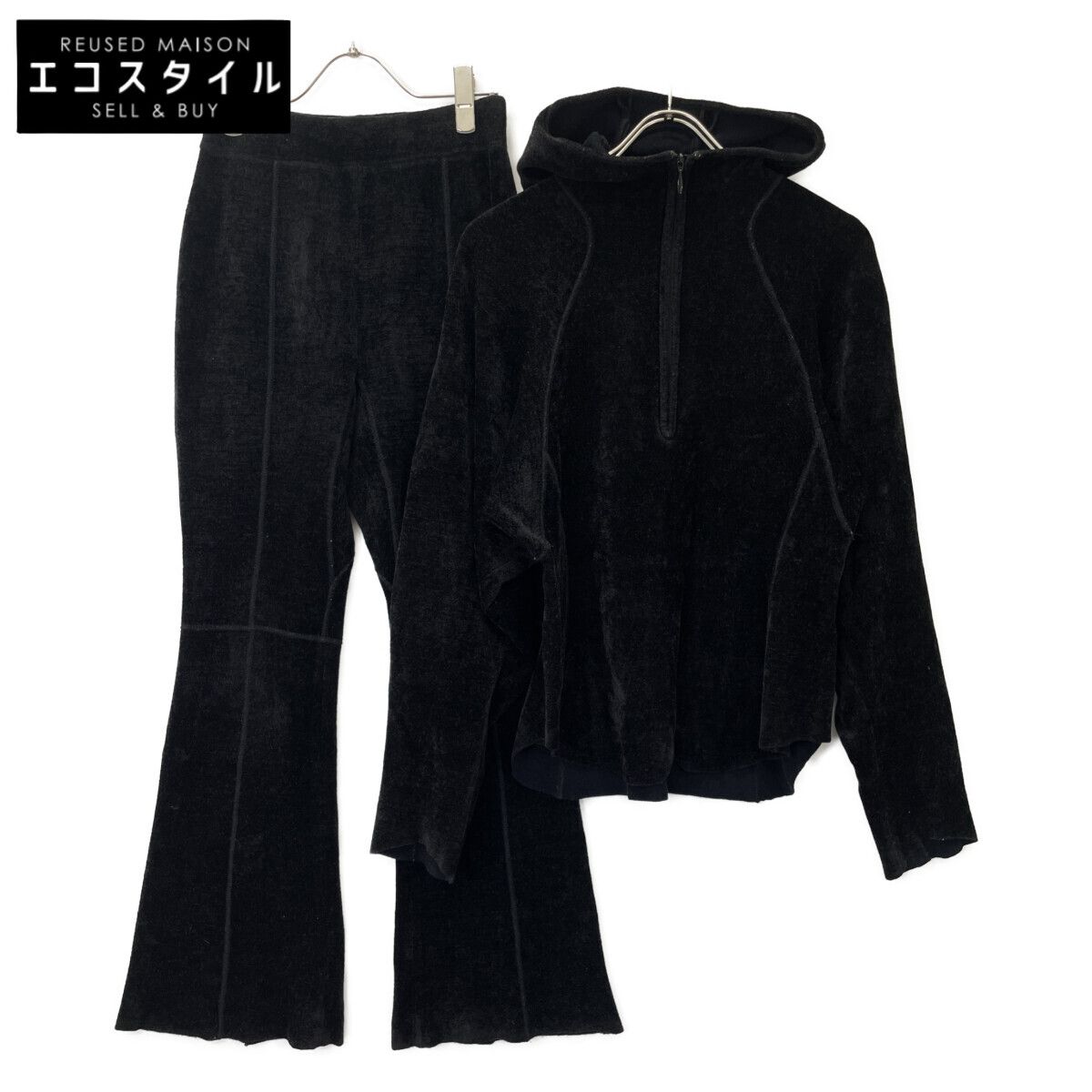 Mame Kurogouchi マメクロゴウチ MM22FW-KN025|MM22FW-KN026 ﾌﾞﾗｯｸ ﾍﾞﾛｱﾆｯﾄﾊﾟｰｶｰﾊﾟﾝﾂ ｾｯﾄｱｯﾌﾟ 3