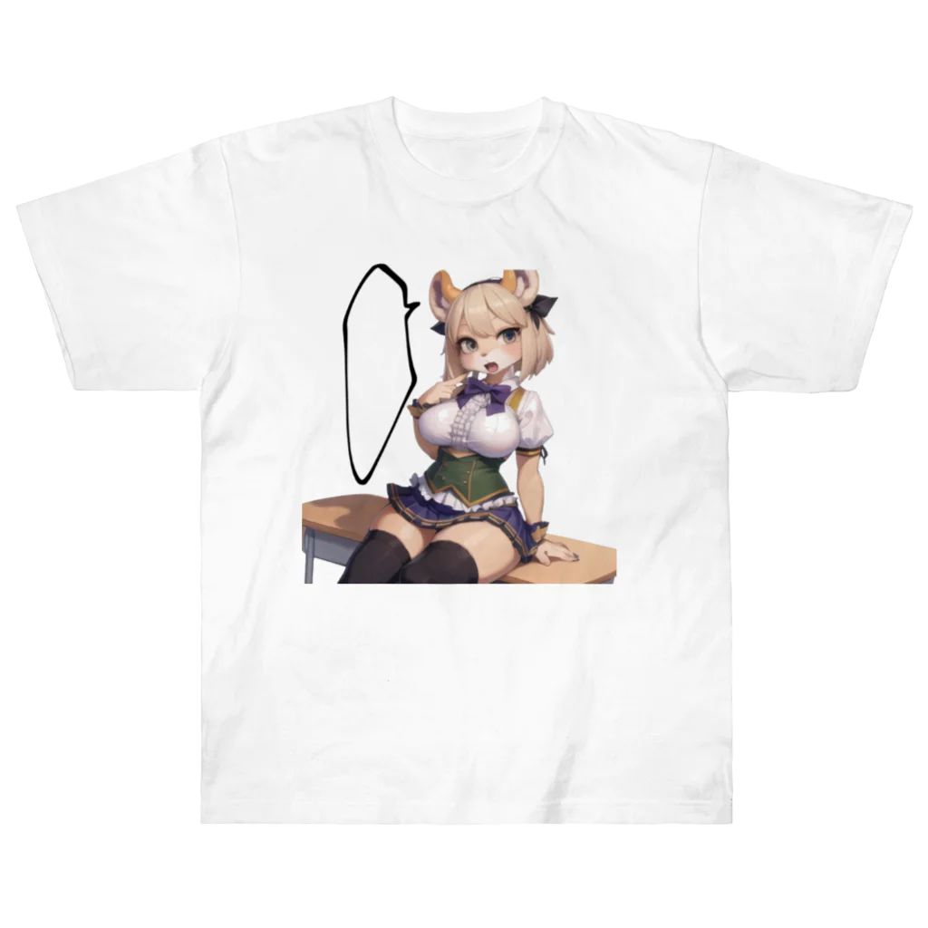 【文字入れ可能受注生産】 ハムスターの女の子 ヘビーウェイトTシャツ ケモノ娘　ケモナー　オリジナル　可愛い　グッズ