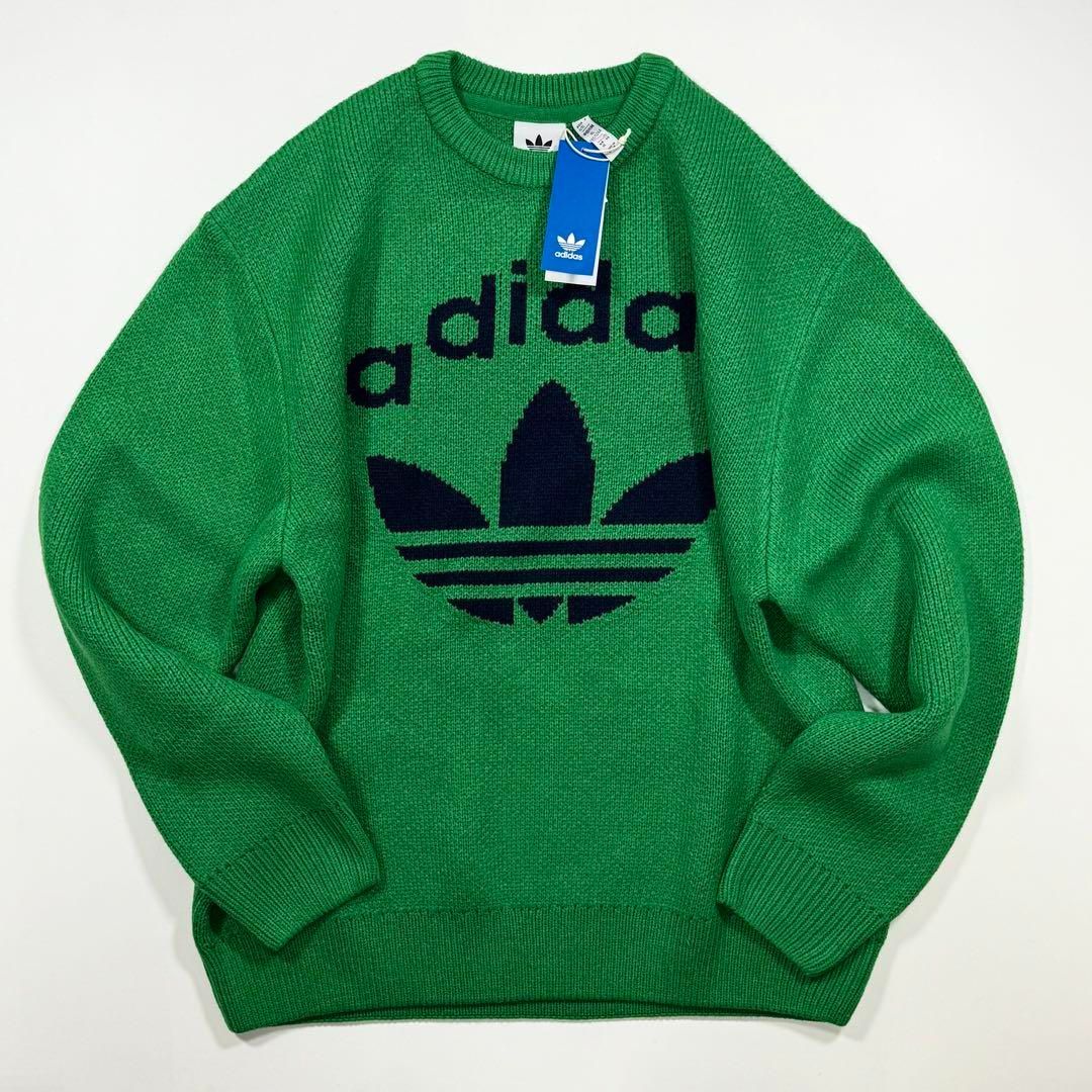 adidas 緑色 クルーネックセーター L adidas（アディダス）の「KNIT CREWNECK / アディダスオリジナル