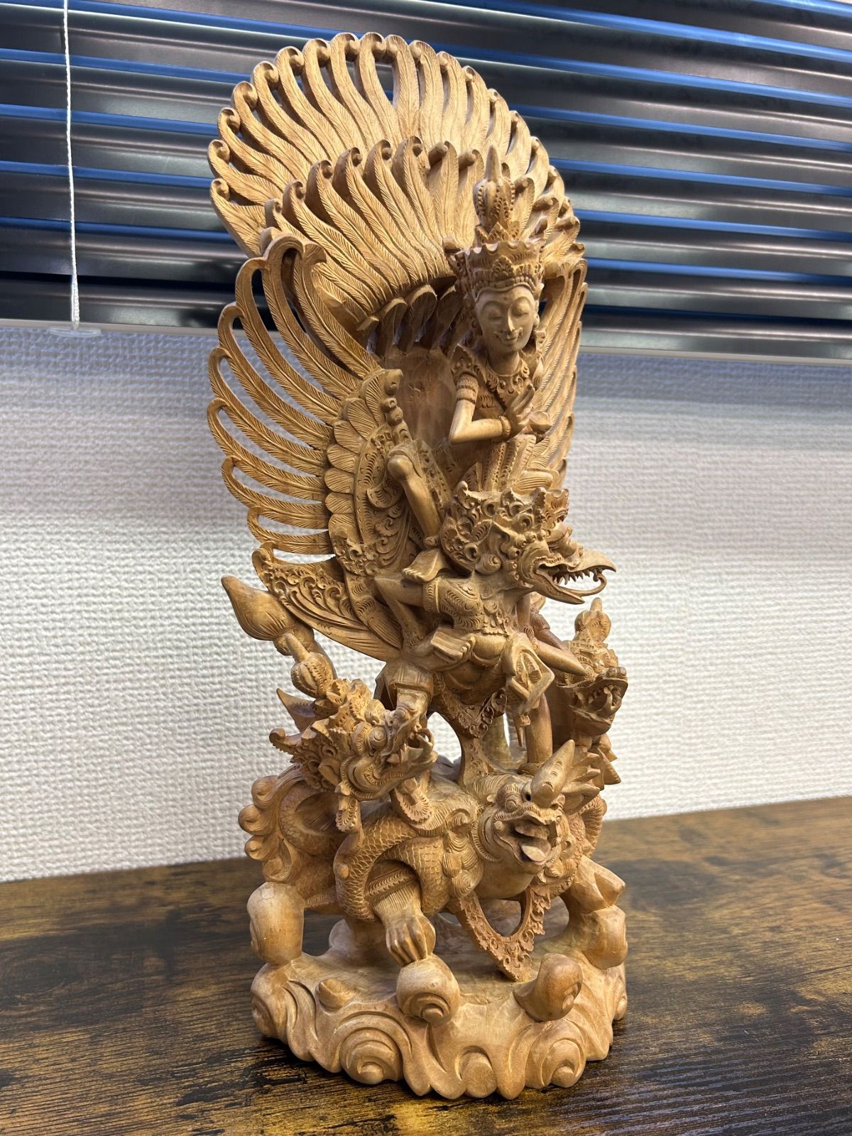 木製 ガルーダ　彫刻 約30cm 楽天市場】ガルーダの木彫り 100cm 木製スワール無垢材 MADE M作