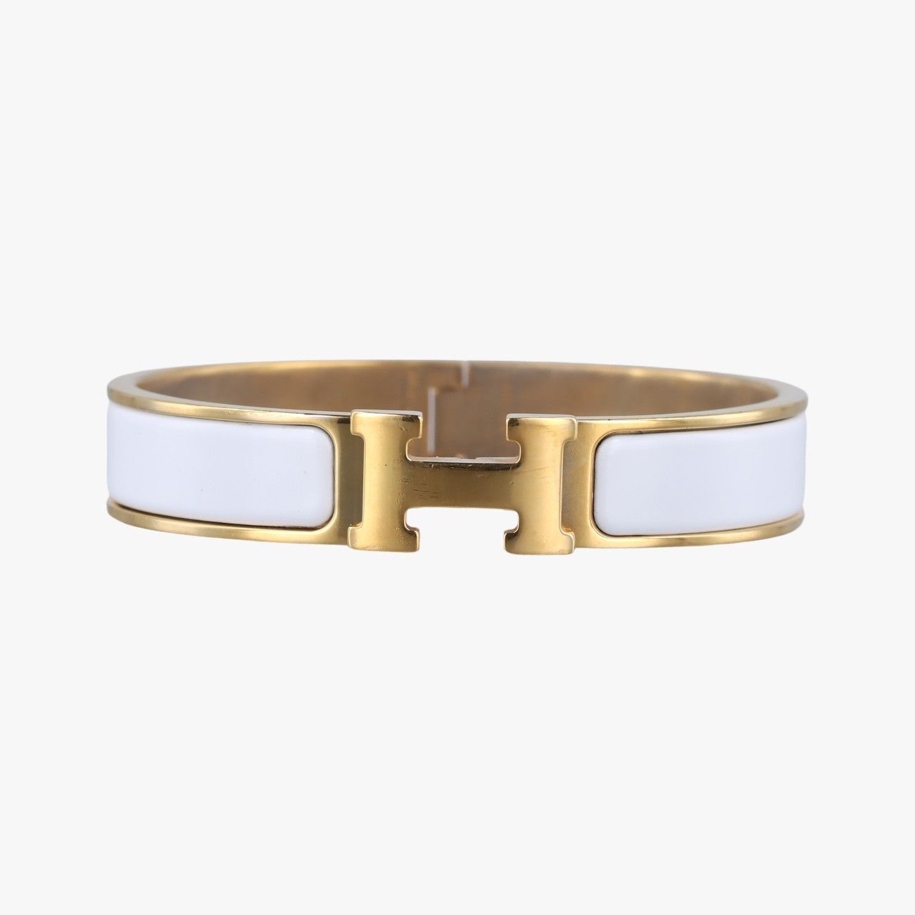 【美品】エルメス　HERMES　クリッククラックホワイト　ゴールド　ブレスレット HERMES エルメス ブレスレット クリック クラック H PM