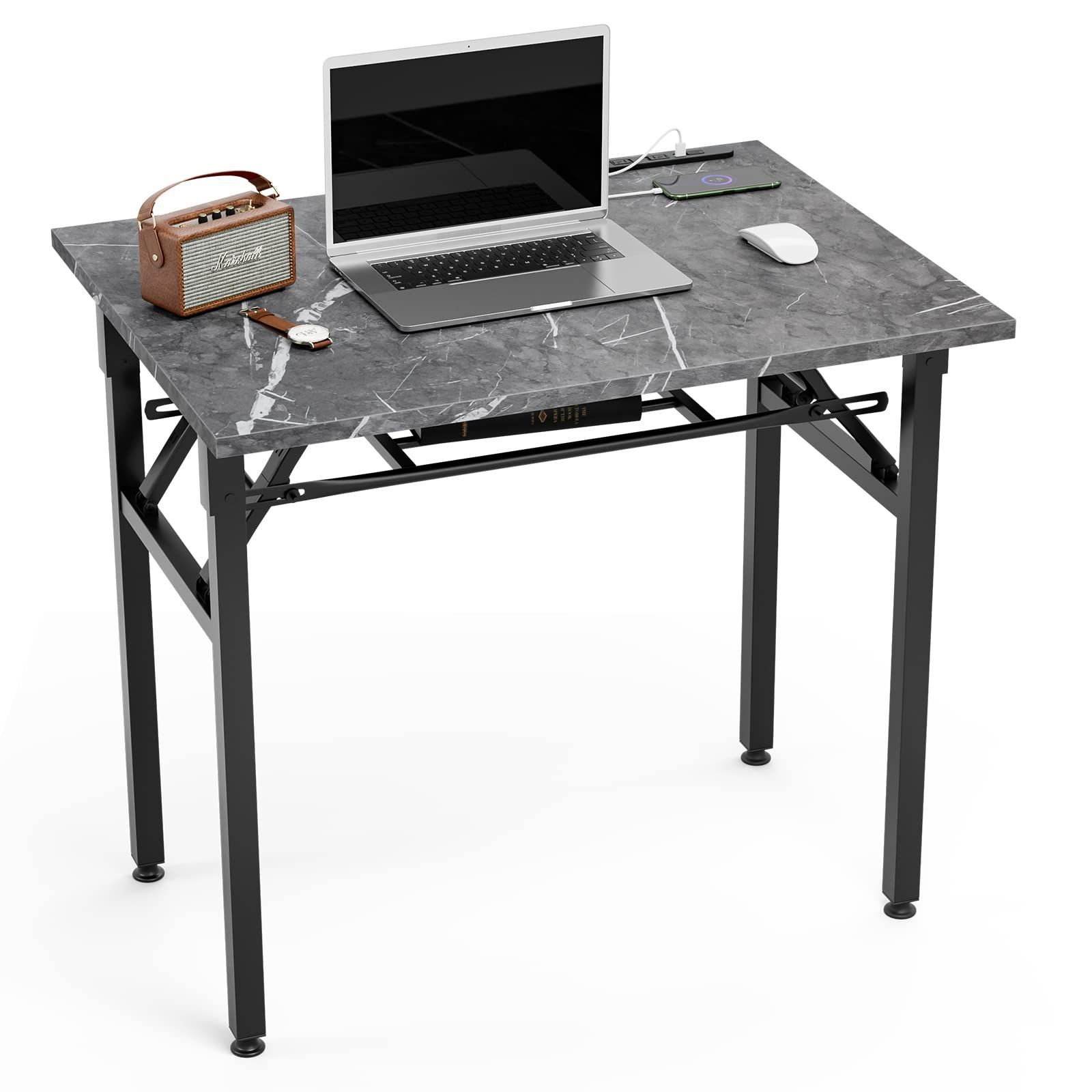 FryLR 折りたたみデスク 大理石柄 組み立て不要 80*40*7