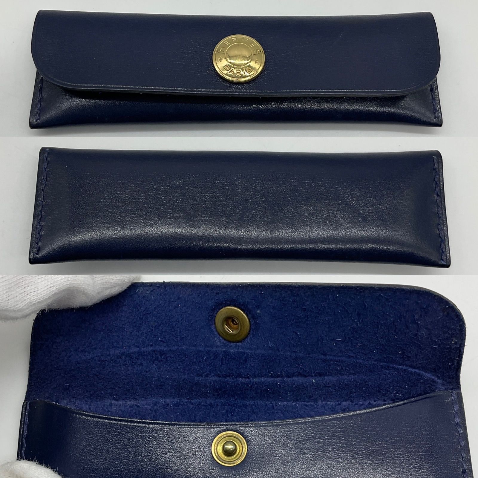 HERMES エルメス コーム くし 櫛 バッファローホーン ネイビー