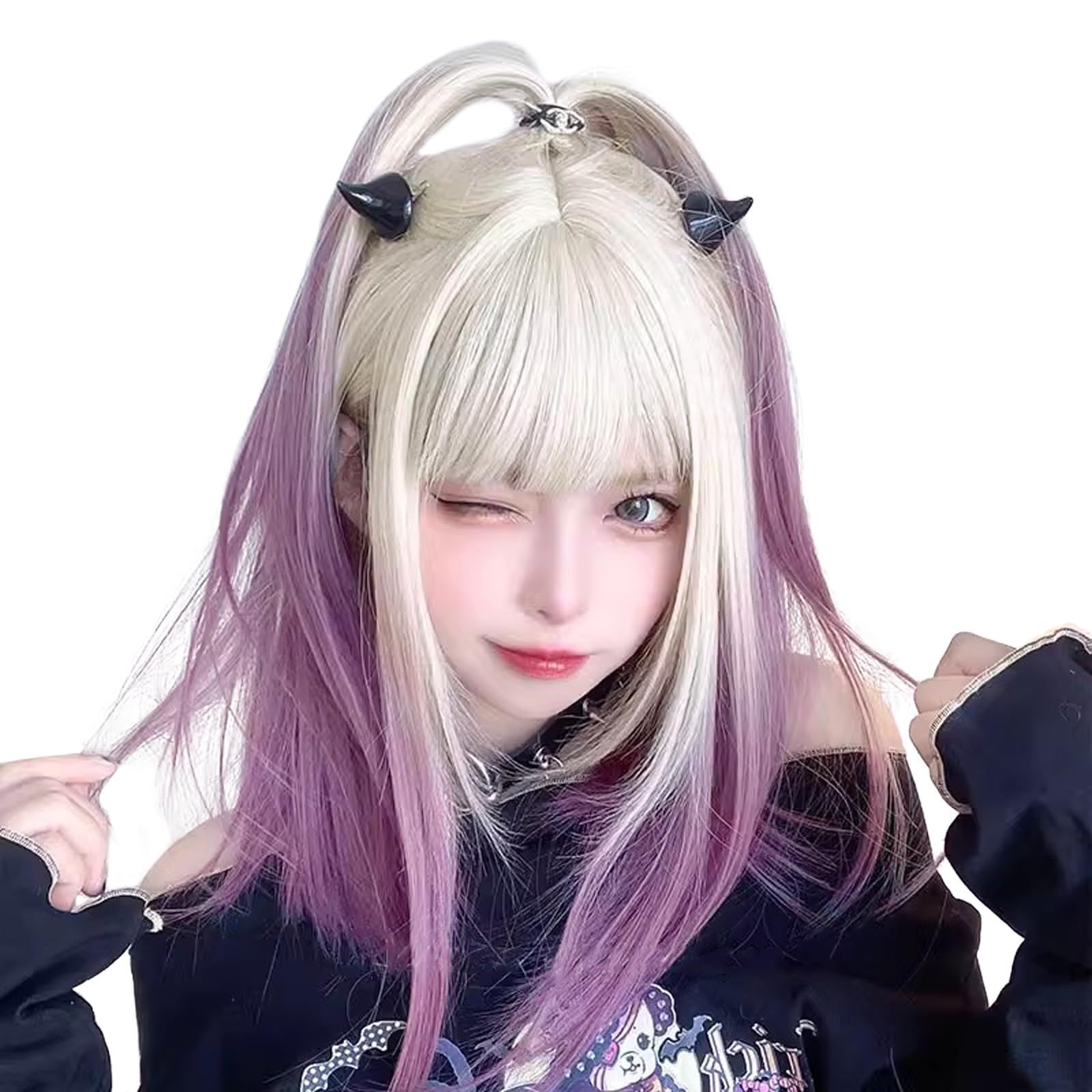 ロング ロング ぱっつん前髪 wig かつら かつら カツラ 女装 ワンカール ウィッグ ウィッグ ロリータ ウィッグ コスプレ ボブ 小顔 フルウィッグ おしゃれ レディース ミディアム 可愛い グラデーション 原宿系 ストレート 耐熱 セミロング ネット/