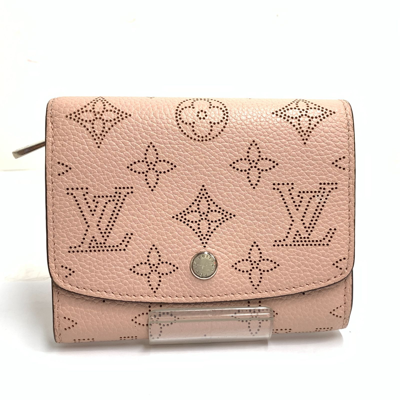 ルイヴィトン　モノグラ　マヒナ　ポルトフォイユ　イリスxs　三つ折り財布　ピンク f001 C 美品 ルイヴィトン ポルトフォイユ・イリス XS マヒナ ピンク