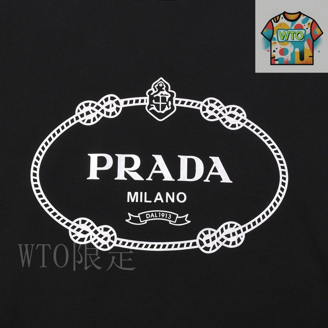 今日WTO】Prada プラダ 夏の新作 クラシックロゴプリント丸首 今日WTO】Prada プラダ 夏の新作 クラシックロゴプリント丸首