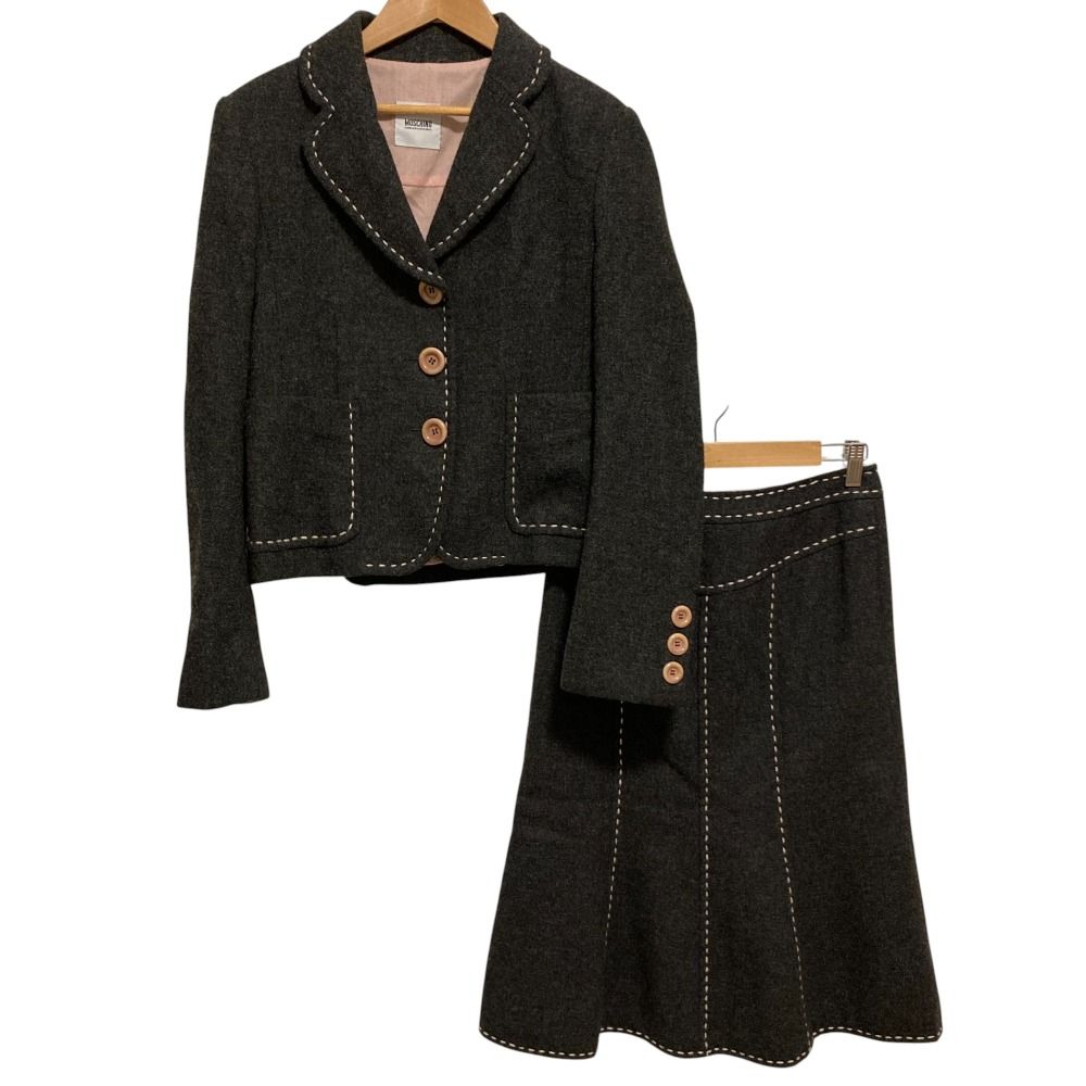 MOSCHINO モスキーノ グレー ウール ジャケット ショート レディース