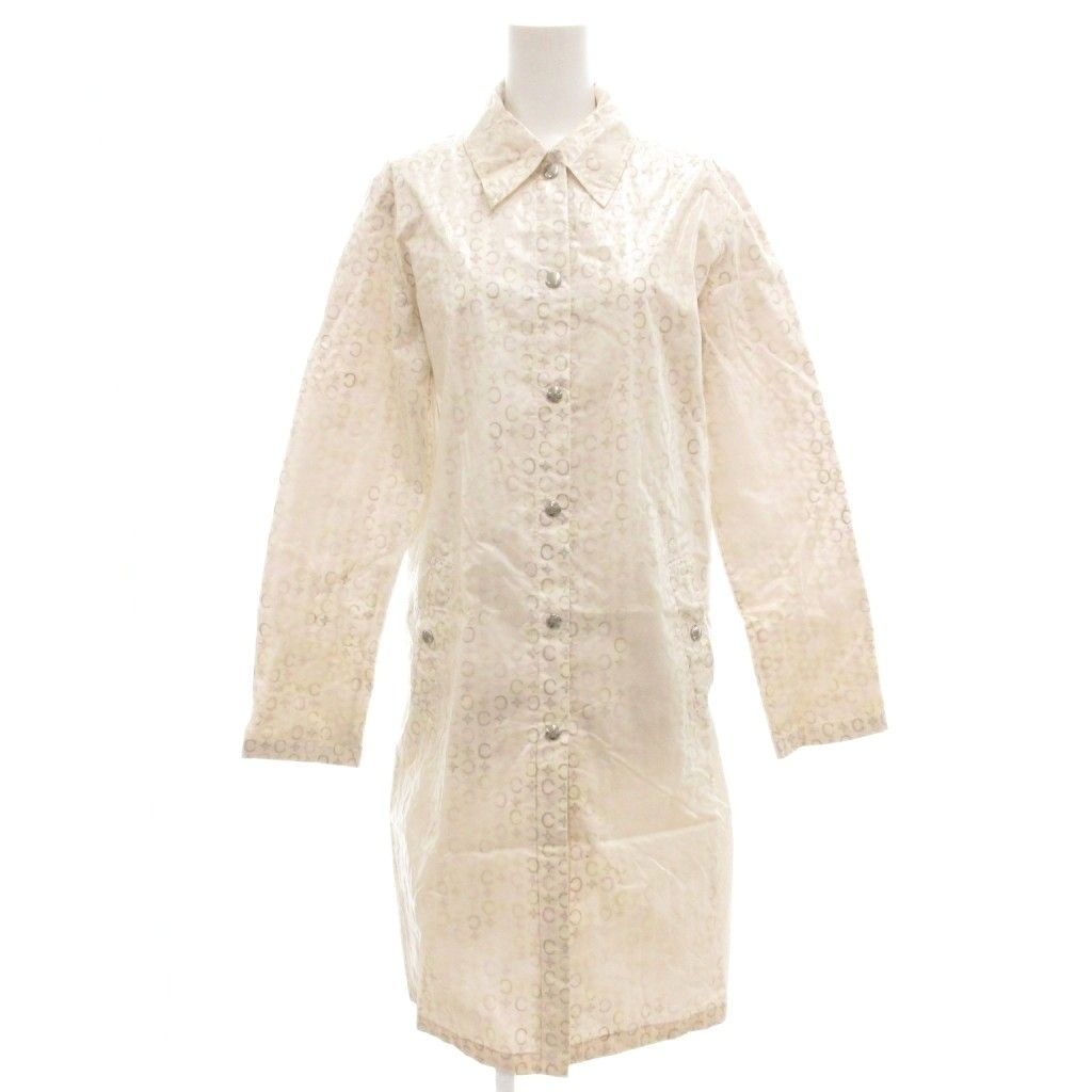 セリーヌ CELINE レインコート ステンカラー ロング Cマカダム 総柄 36 白 ホワイト |GV GY47