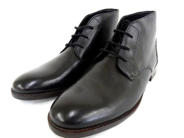 4 Clarks クラークス ◆ チャッカブーツ ブラック系 レザー UK7 EU41 25.5cm デザートブーツ カジュアル 本革 ７D