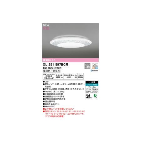 7営業日以内発送 オーデリック ODELIC OL251597BCR LEDシーリング 沖縄離島販売不可