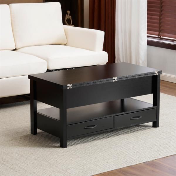 センターテーブル ローテーブル 収納付き天板昇降式 天板 展開 大容量 簡単開閉 昇降式 収納テーブル引き出し付き 組立簡単 リビングテーブル おしゃれ MARWIL-DEMENAGEMENTS_CH