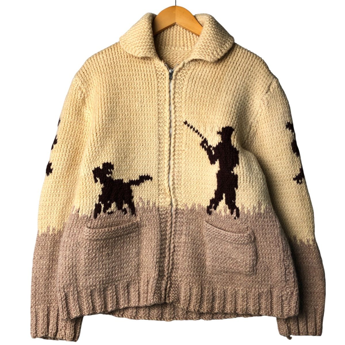 古着 ~70年代 総柄 ハンティング柄 カウチンセーター メンズM相当 ヴィンテージ|evb031456