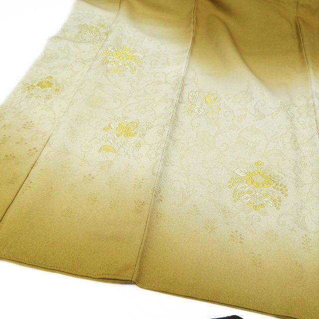 色留袖 着物 中古 袷 フォーマル 寿光織 紋付 一つ紋 花唐草模様