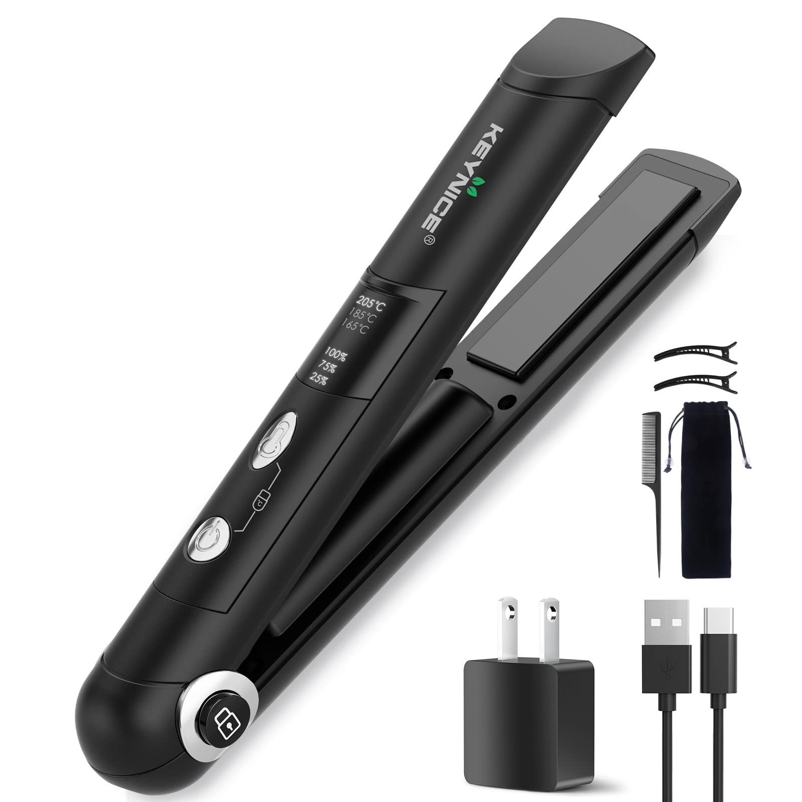 【特価商品】165/185/205温度調整 持ち運び便利 ワイヤレス 自動OFF 軽量 ヘアアイロンセット コンパクト ミニ 前髪 usb充電式 メンズ メンズ 2way 男女兼用 カール コテ ストレート コードレス 美