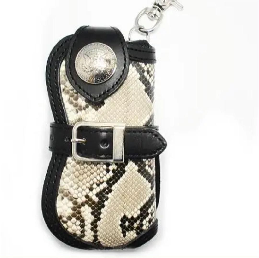 シンプルなLacoste ラコステ ライトグレー レザー キーケース シンプル