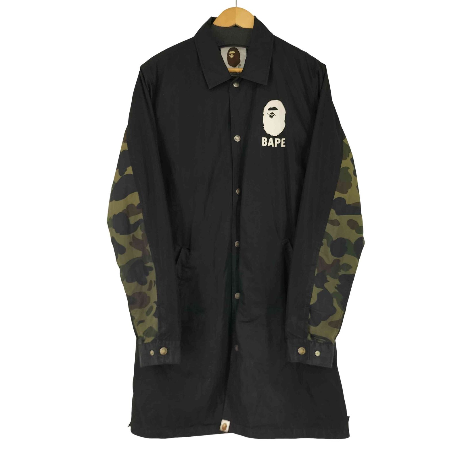 エイプ　ロング丈コーチジャケット アベイシングエイプ A BATHING APE ロング丈 ナイロン コーチ