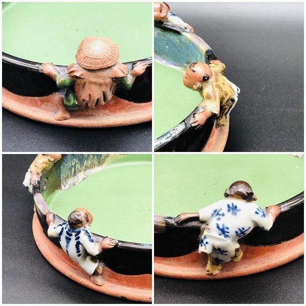 隅田焼　高浮彫人物図　水差し　19cm　立体造形　賢者　童　A※訳あり . 隅田焼 高浮彫人物図 水差し 19cm 立体造形 賢者 童 ※訳あり