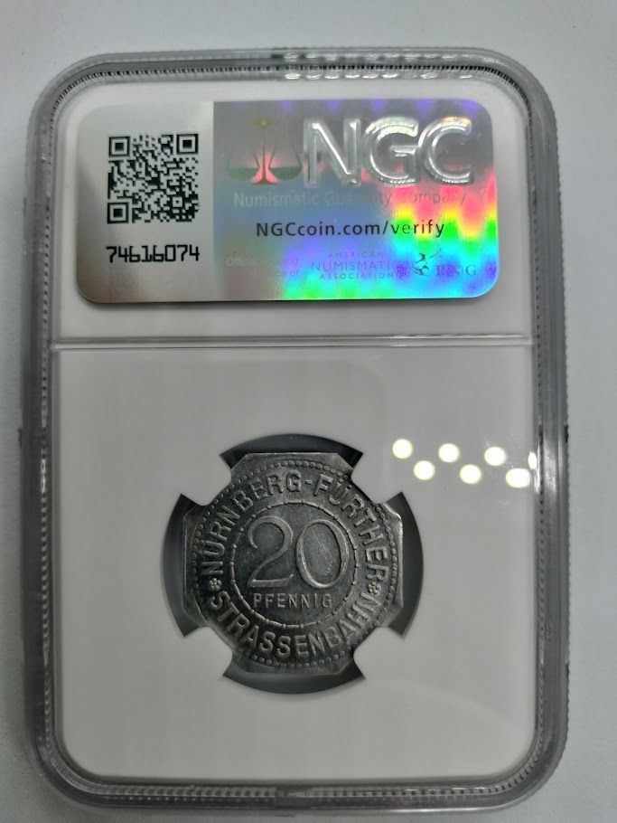 NGC MS63 1920年 ドイツ ヴェンツェル・ヤムニッツァー 20ペニヒ NGC MS63 1920年 ドイツ ヴェンツェル・ヤムニッツァー 八角形