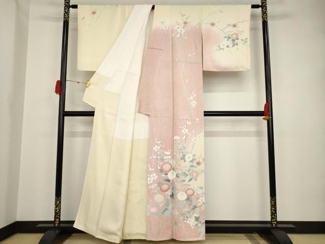 平和屋着物▽訪問着 単衣 手描き 絞り 風景草花文 正絹 逸品 CAAV9453ze