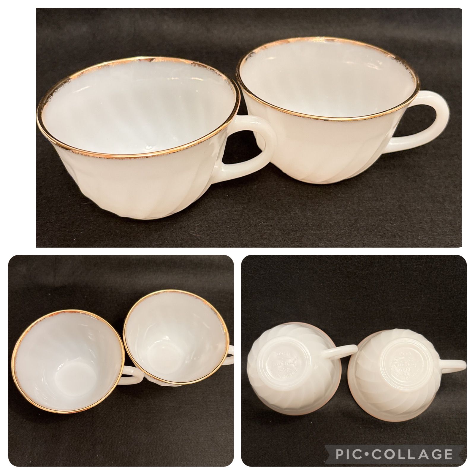 ファイヤーキングミルクガラス4個ビンテージ