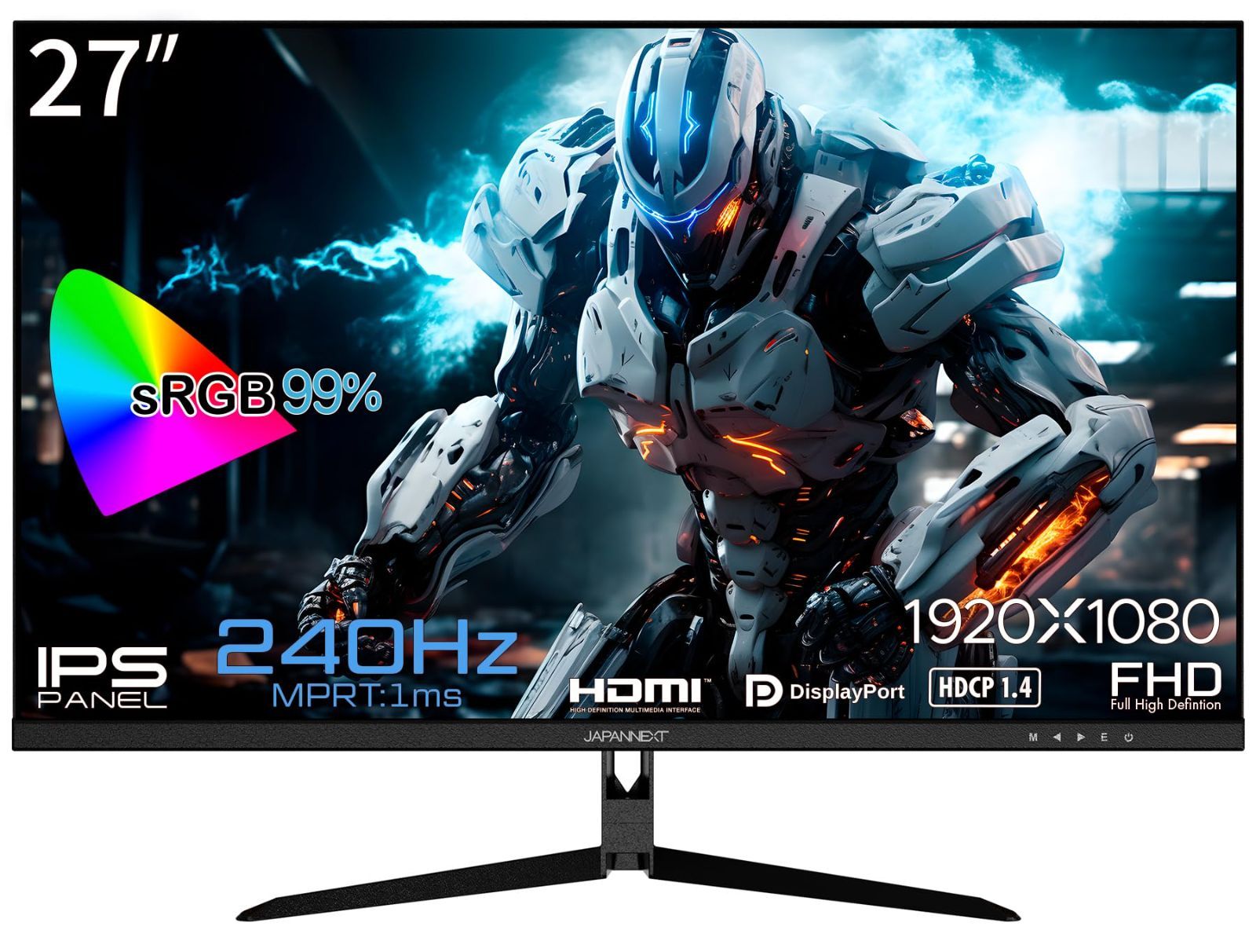 数量 1920x1080解像度 フルHD IPS 1ms パネル ディスプレイ 240Hz HDMI|DisplayPort|VESA対応|ブルーライトカット ゲーミングモニター | 27インチ 視野角178° JAPANNEXT JN-IPS27F