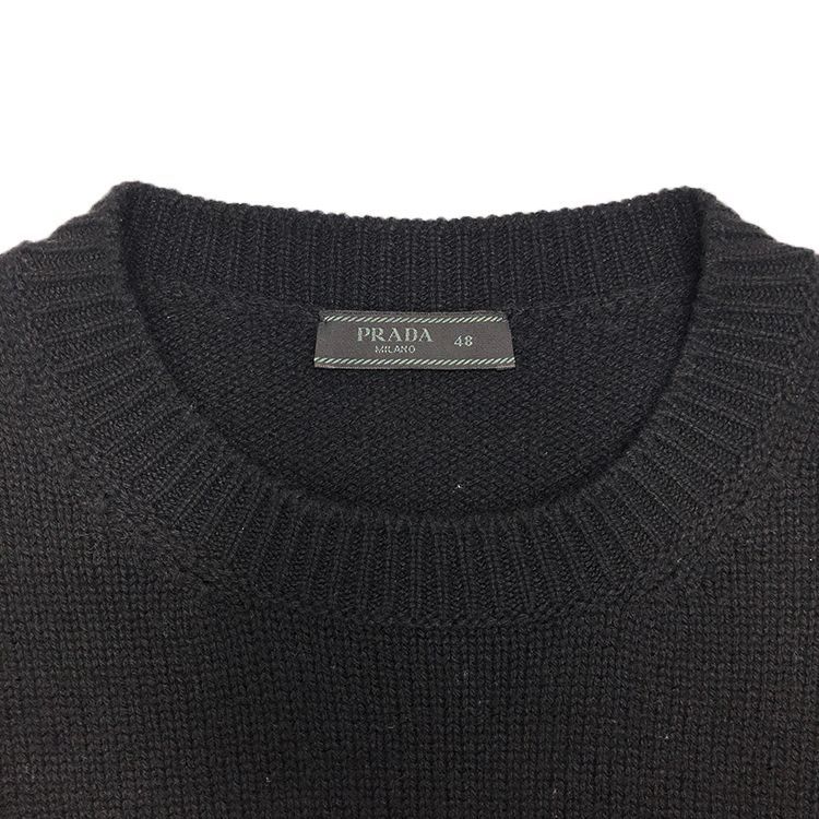 PRADA プラダ ロゴ刺繍 7部丈 PRADA プラダ ニット UMB264 サイズ:48 ロゴ刺繍ニット 中古