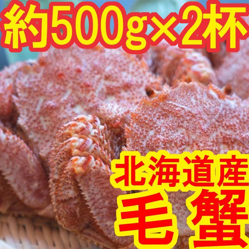 最高ランク3特の堅蟹】北海道産 毛蟹 約500g×2杯＝約1kg 冷凍 ボイル