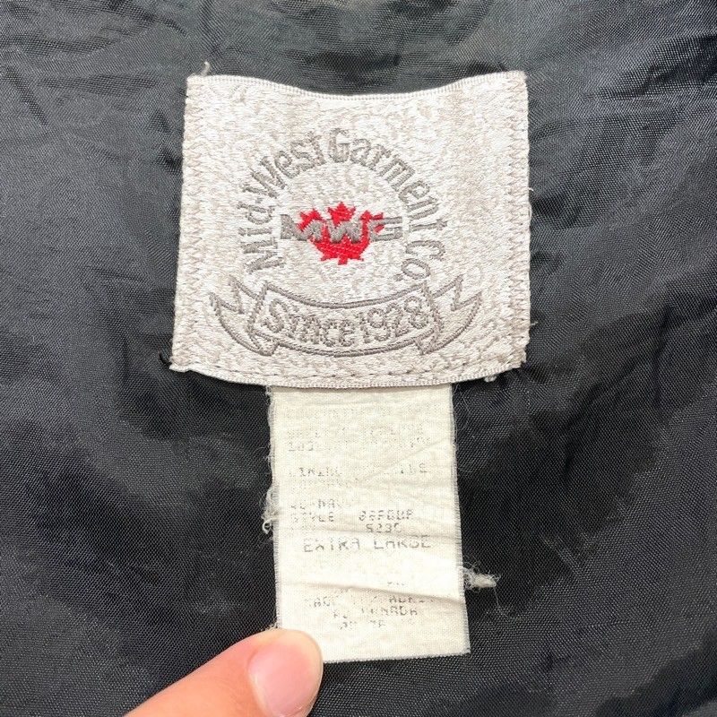 カナダ製 Mid West Garment Co. デニム スタジャン ロゴ 刺繍 長袖