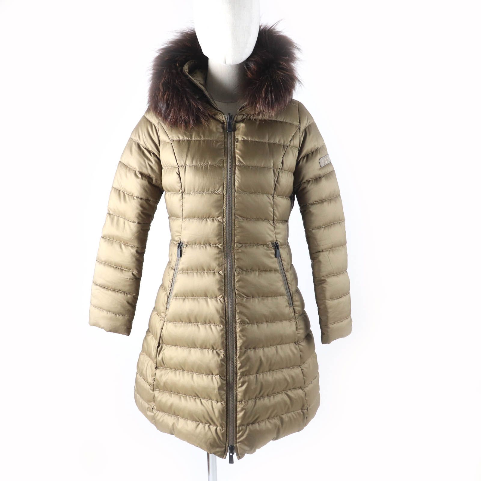 TATRAS - 美品★TATRAS タトラス LTA7ES4565 ESTNATION別注 リバーシブル ラクーンファー・ロゴワッペン・フード付 ZIP UP ダウンコート ブラウン 1 正規品 レディース 美品☆TATRAS タトラス LTA7ES4565 ESTNATION別注 リバーシブル