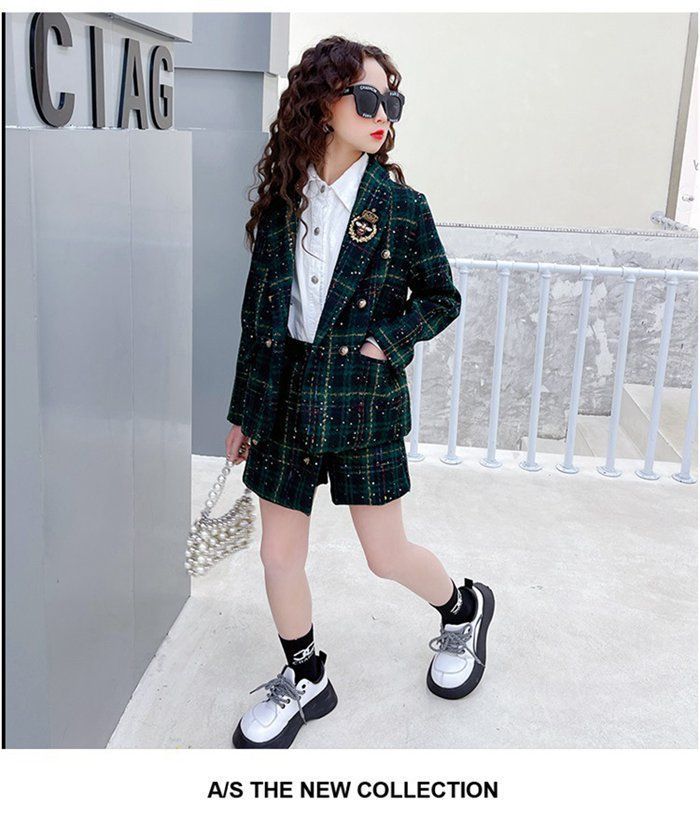 2点セット パンツスーツ 女の子 スーツ チェック ジャケット パンツ フォーマル カジュアル キッズ 入学式スーツ 卒園式 結婚式 七五三 発表会 子供服 卒業式 2点セット パンツスーツ 女の子 スーツ チェック ジャケット パンツ