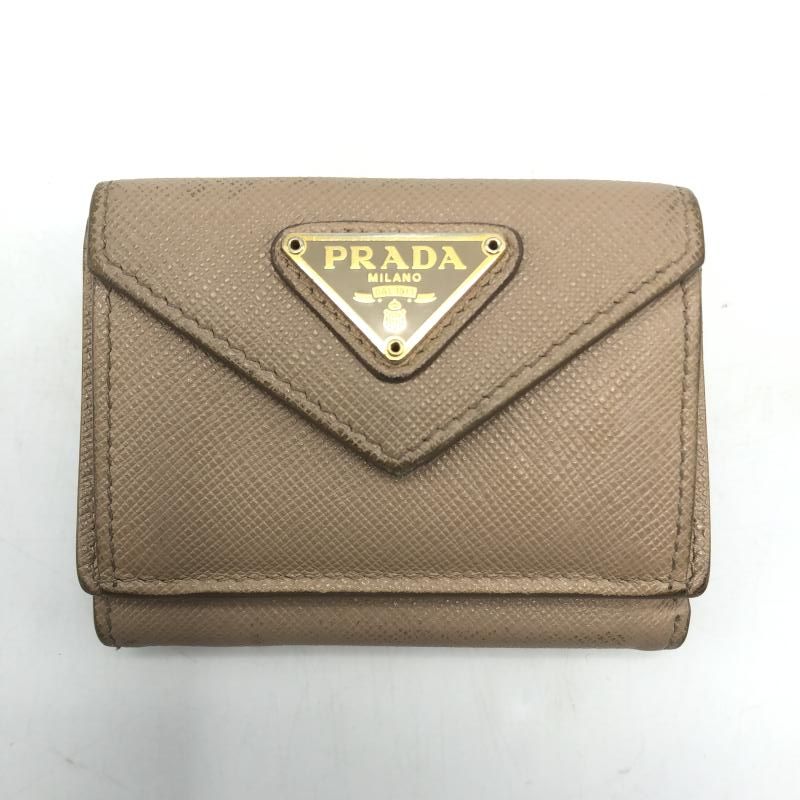 PRADA サフィアーノ 三つ折り財布 ベージュ プラダ[10]-新品未読品