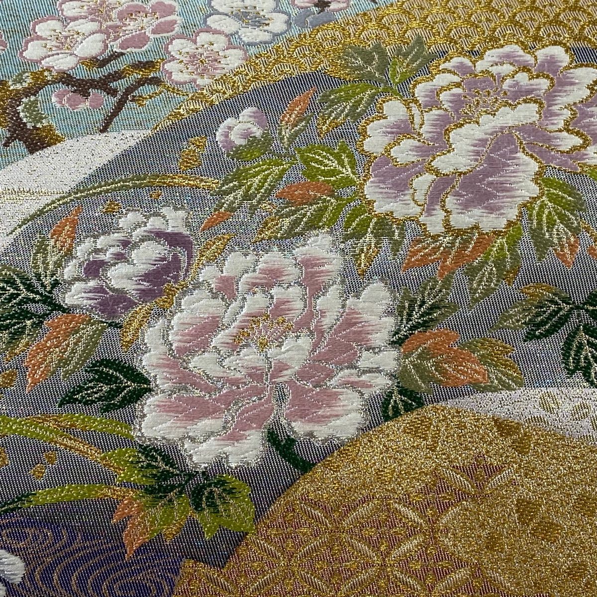 袋帯 美品 秀品 四季粋扇文 金糸 箔 灰茶 六通 正絹 【中古】 - メルカリ