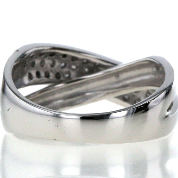 リングK18WG約11号クロスパヴェダイヤモンドジュエリー現状品