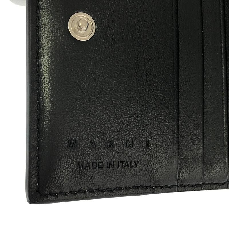 【美品】  MARNI / マルニ | 2024AW | BIFOLD WALLET PFMI / レザー ステッチワーク ロゴ コンパクト ウォレット 財布 /  ユニセックス | UNI | black | メンズ 美品】 MARNI / マルニ | 2024AW | BIFOLD WALLET PFMI / レザー
