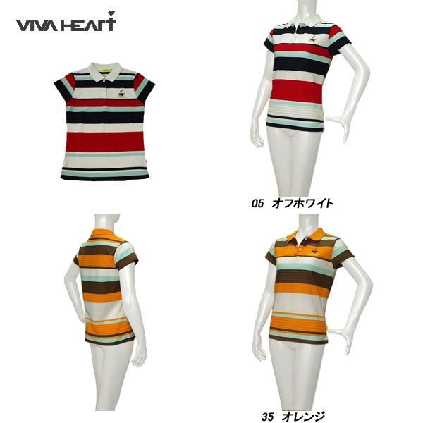 ビバハート VIVA HEART レディース 春夏 吸水速乾 パネルボーダー ショートスリーブ半袖シャツ 012-24540