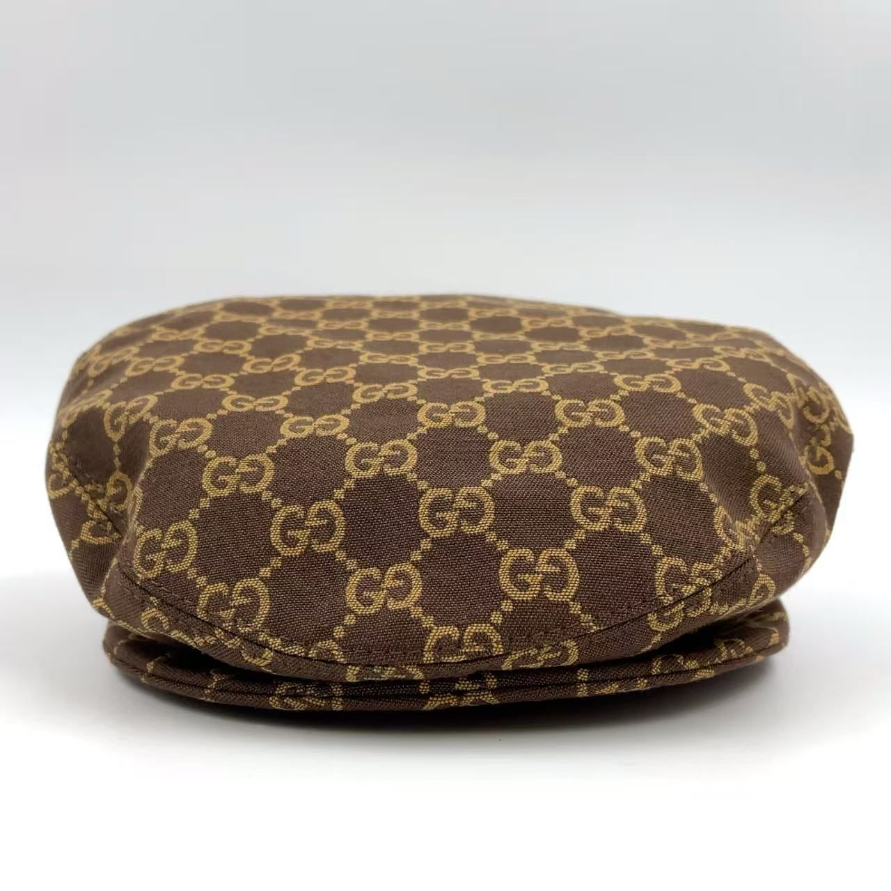 GUCCI GG柄 ハンチング レザー×キャンバス ブラウン 帽子