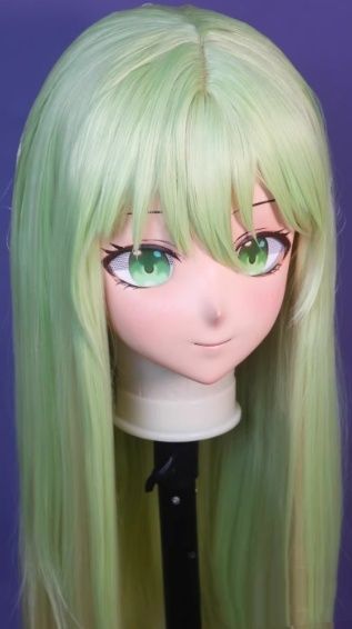 全頭マスク カツラ付き ロック付き NO.286 ドール ヘッドロリータ人形 コスプレ 変身 仮装 着ぐるみ 二次元美少女
