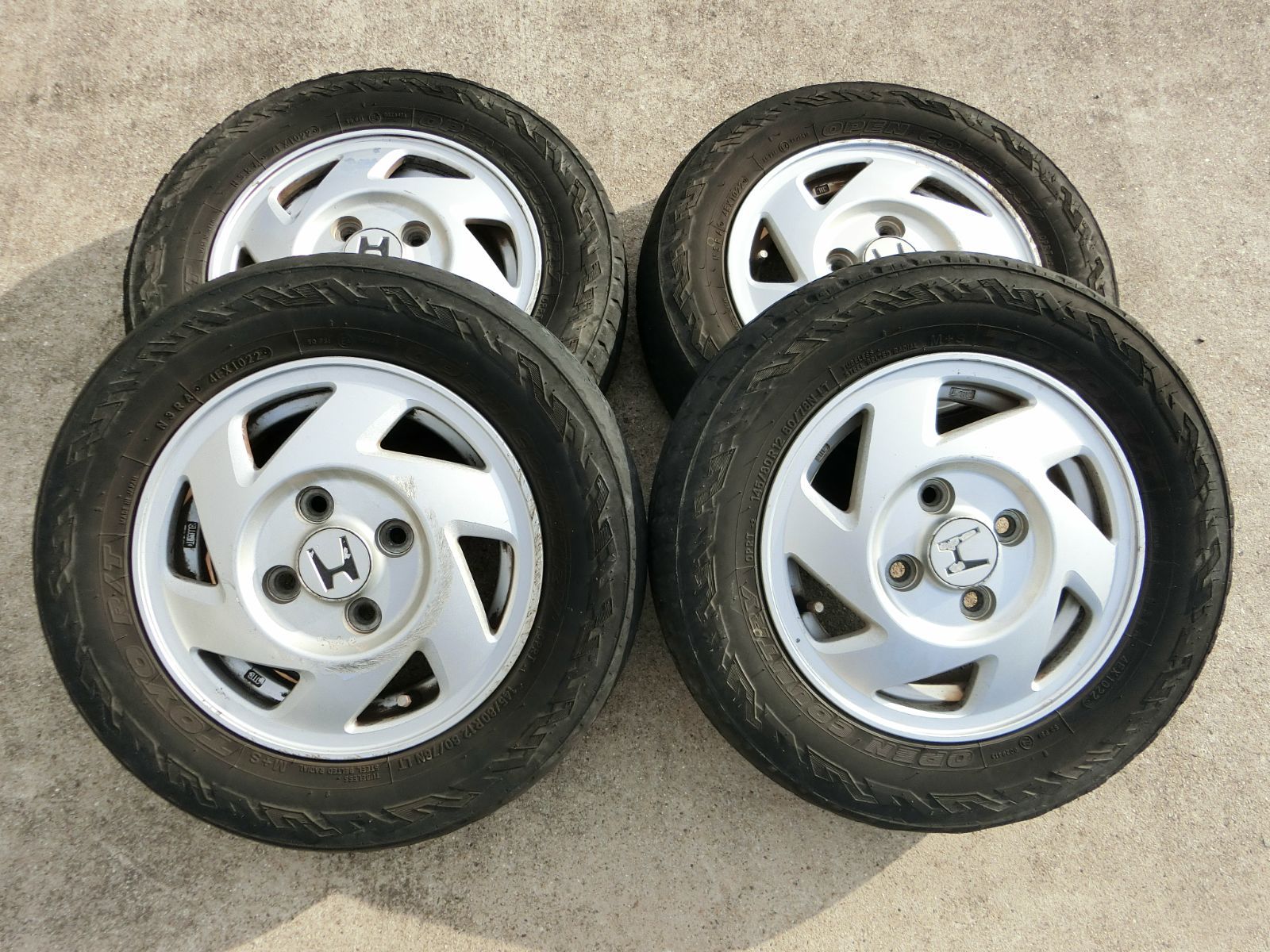 848 ホンダ純正 12インチ アルミホイール 4穴 12×3.5J 40 PCD100 4本セット 14580R12 バモス 外し