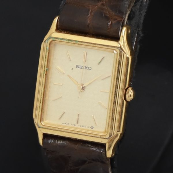 QZ セイコー 7321-6280 ゴールド文字盤 レディース腕時計